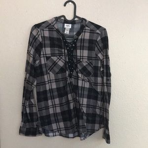 Checked tied up long sleeve
